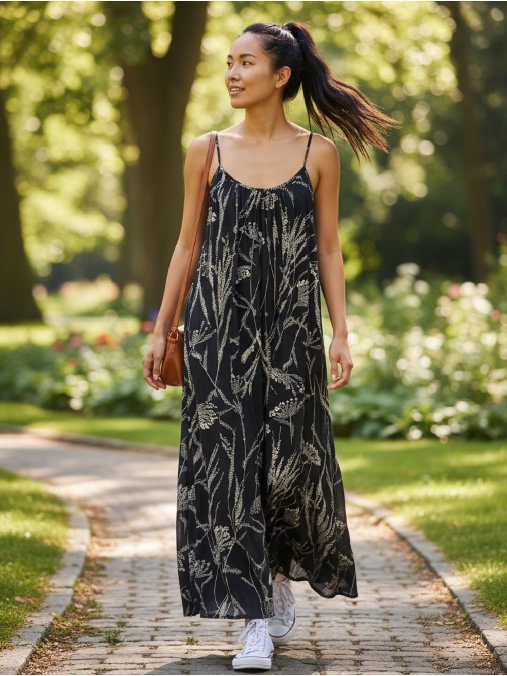 Banana Republic Navy and Cream Floral Maxi Dress | 8